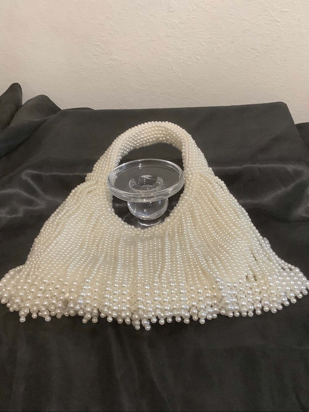 Pearl Beaded Handbag - Cream Elegant HAND HELD